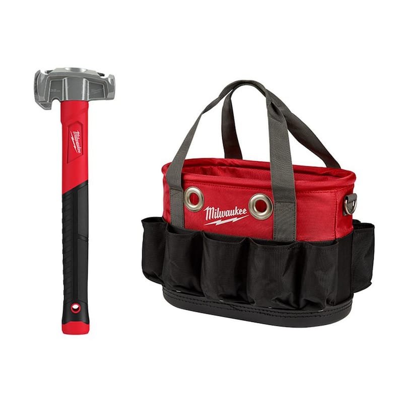 Martillo de operario de línea de 36 oz. 4-en-1 de Milwaukee con bolsa ovalada subterránea de 10.4 pulgadas - 48-22-9040-48-22-8275