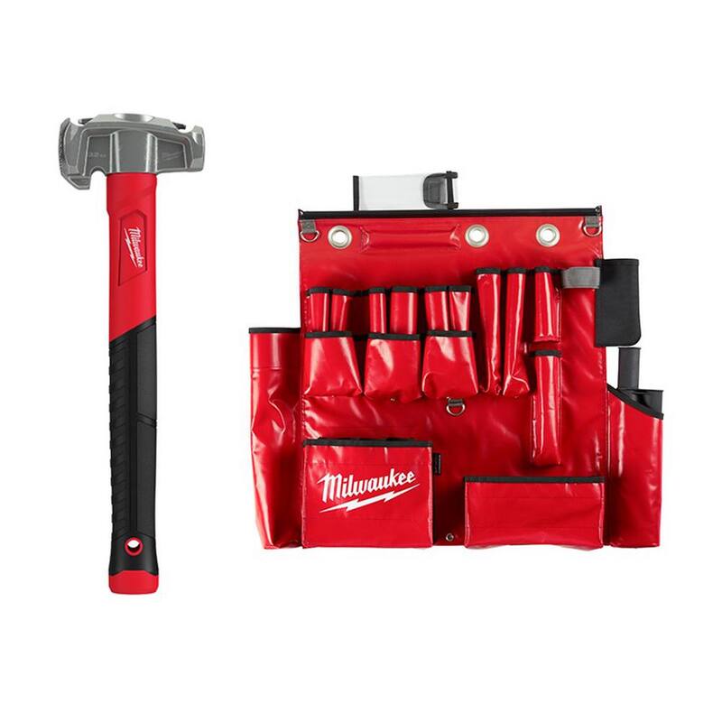 Martillo para lineman de 36 oz y 4-en-1 de Milwaukee con delantal para herramientas aéreas de lineman - 48-22-9040-48-22-8290