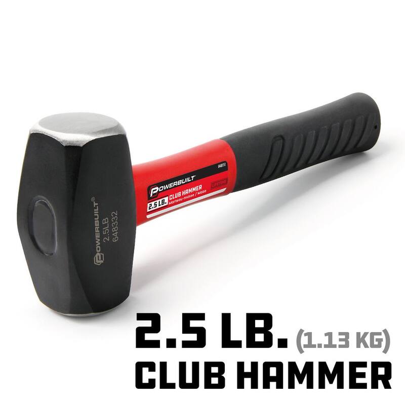 Marro de caucho de 2.5 lb Powerbuilt con mango de fibra de vidrio - 648332