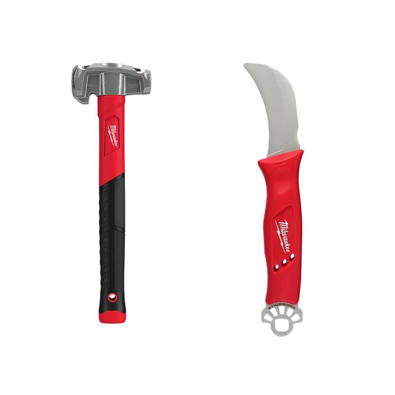 Martillo Lineman de 36 oz. 4-en-1 de Milwaukee con cuchillo de Lineman Hawkbill y anillo 3-en-1 STICKWORK - 48-22-9040-48-22-1924
