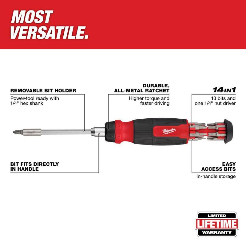 Milwaukee Desarmador Multi-Bit de Trinquete 14 en 1 - 48-22-2903