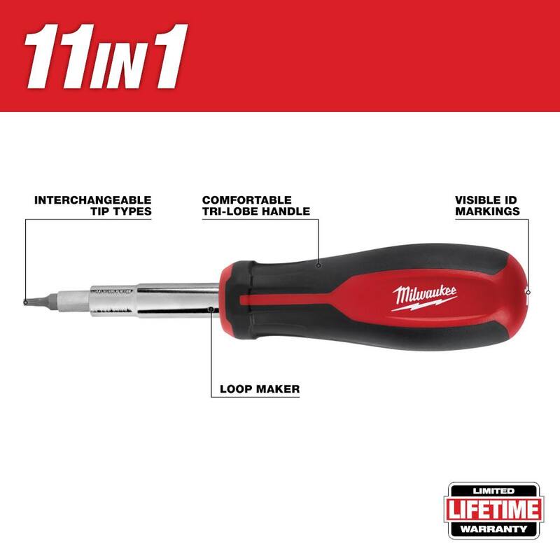 Milwaukee 11-en-1 Destornillador de Combinación Multi-Tip con Puntas de Unidad Cuadrada - 48-22-2761