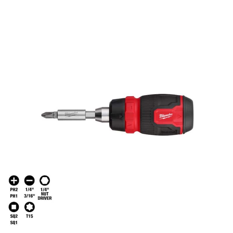 Milwaukee Destornillador compacto multipuntas de trinquete 8-en-1 - 48-22-2913