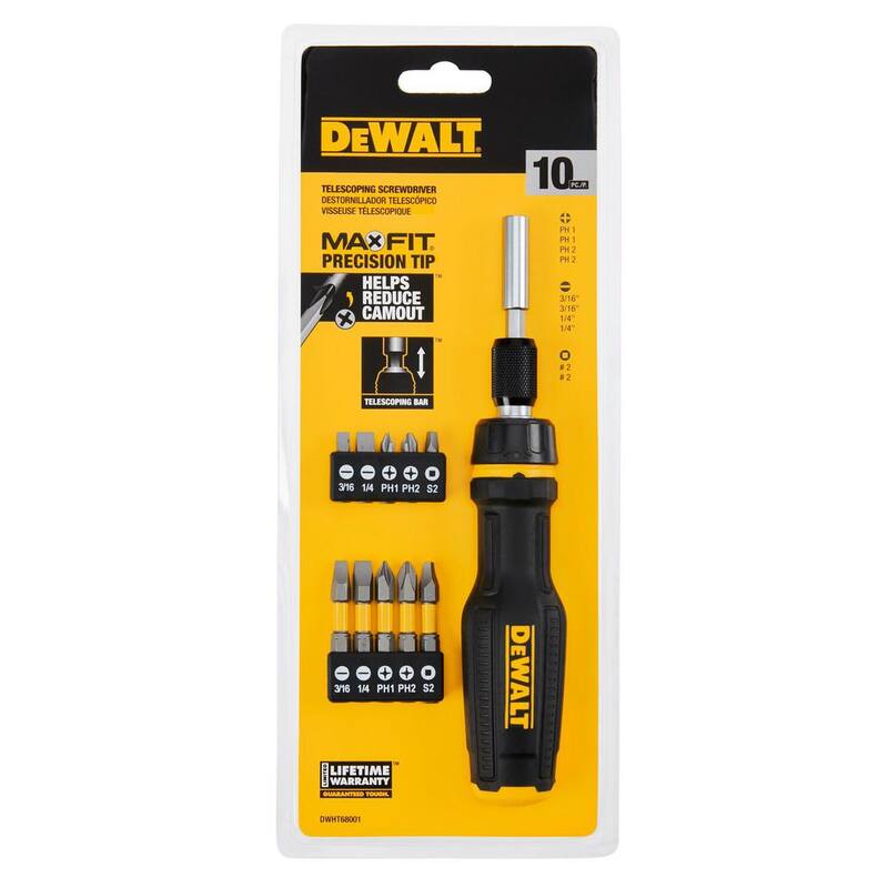 Juego de destornilladores combinados telescópicos con trinquete DEWALT Max Fit (10 piezas) - DWHT68001