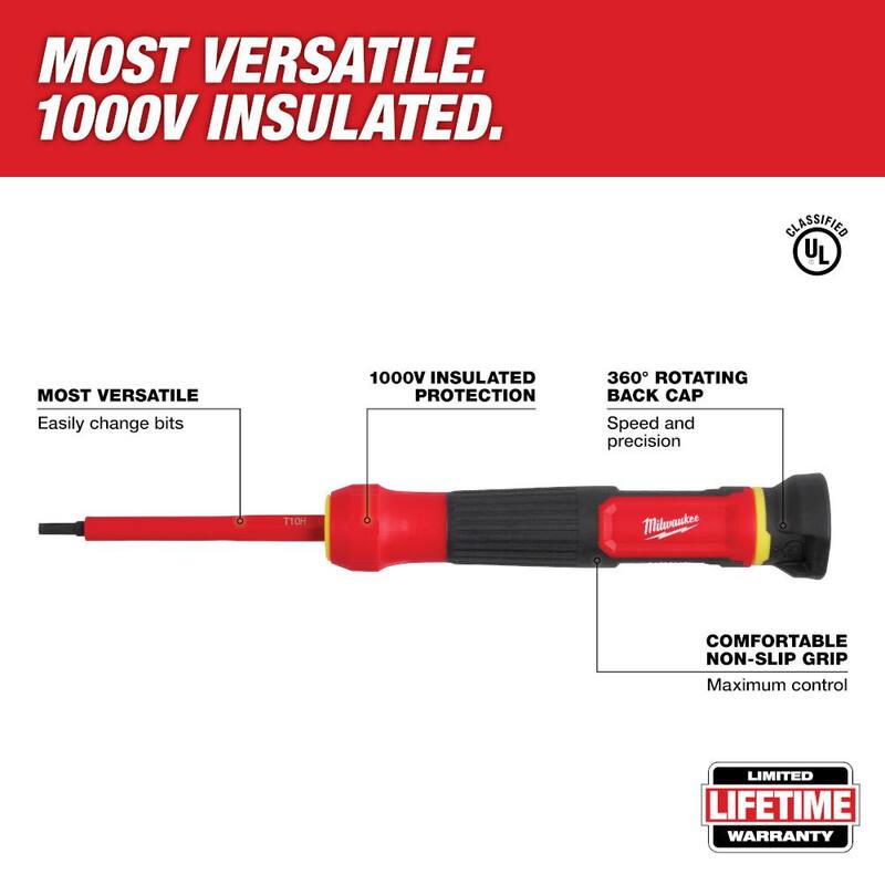 Milwaukee Destornillador de precisión multi-bits aislado de 1000V de 8 en 1 - 48-22-2217