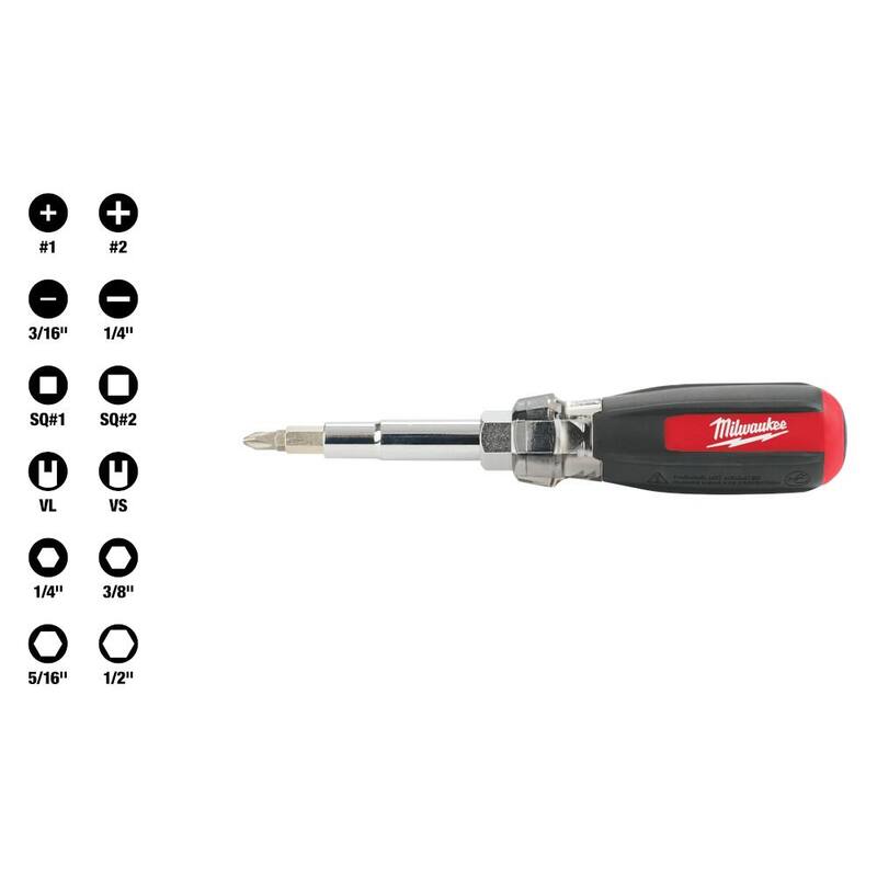 Desarmador con mango acolchonado de mútiples puntas Milwaukee 13 en 1 con punta Schrader - 48-22-2881