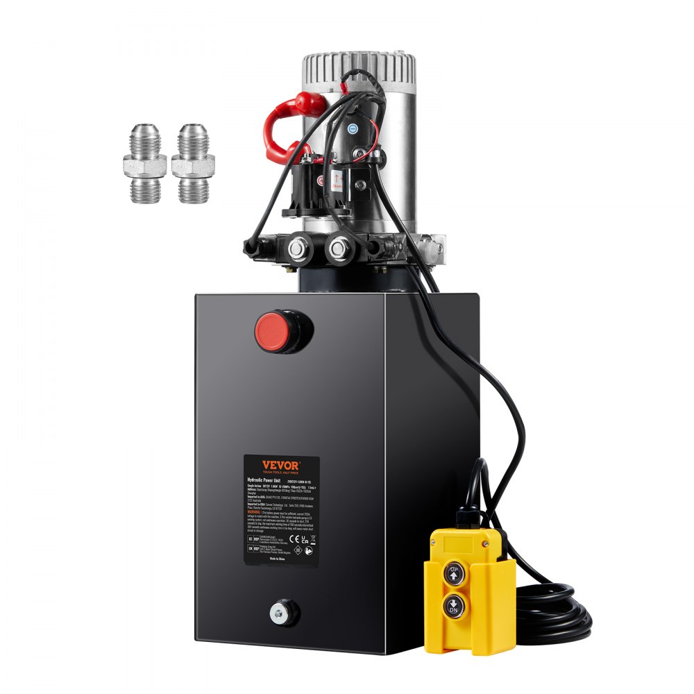 VEVOR Hydraulic Pump, 15 Quart Hydraulic Power Unit, Double Acting Dump Trailer Pump, 0.91 GPM Flow Rate, 3200 PSI Max Relief Pressure, DC 12V Hydraulic Pump for Dump Trailer Car Lifting - YXYYB12VZLDJ3VIN2V0