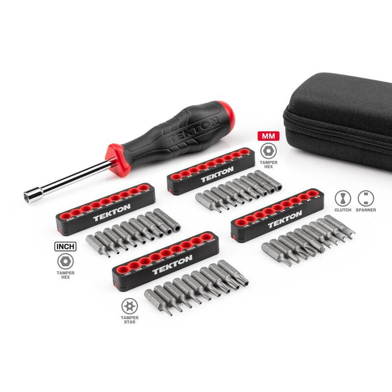 Juego de destornillador con combinación de puntas de seguridad de 1/4 de TEKTON con estuche, 37 piezas - DBH93102