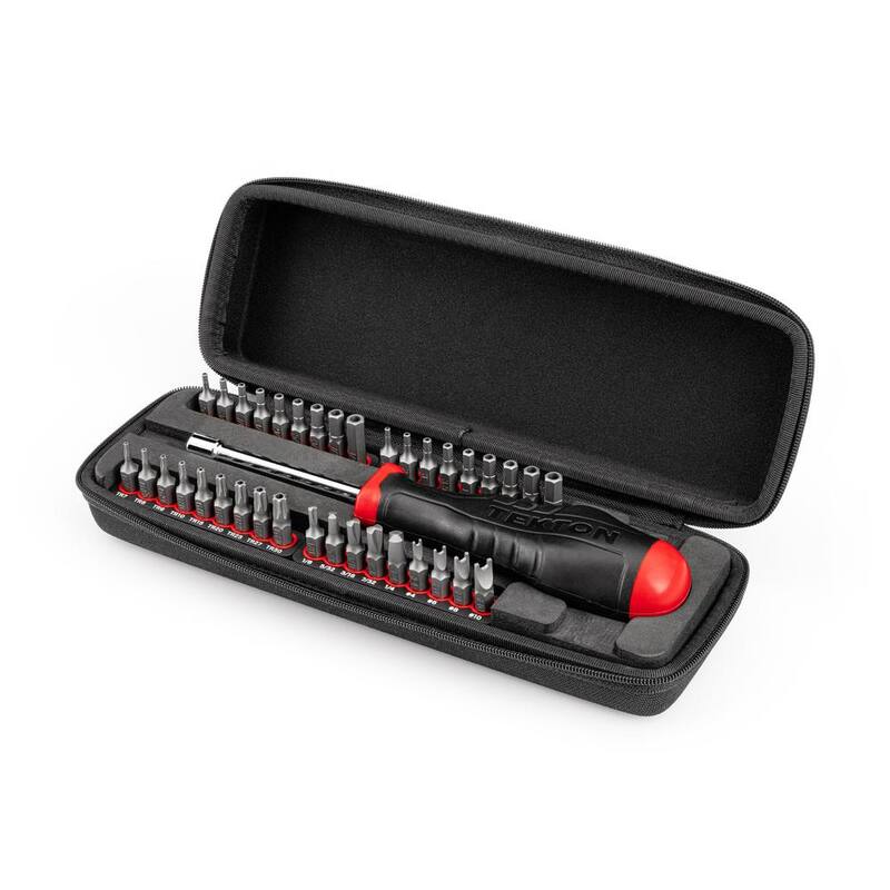 Juego de destornillador con combinación de puntas de seguridad de 1/4 de TEKTON con estuche, 37 piezas - DBH93102
