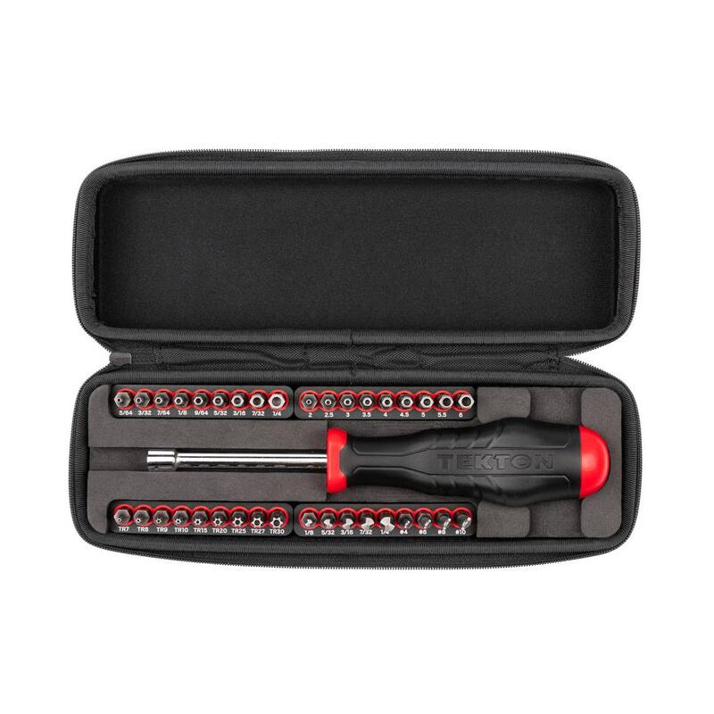 Juego de destornillador con combinación de puntas de seguridad de 1/4 de TEKTON con estuche, 37 piezas - DBH93102