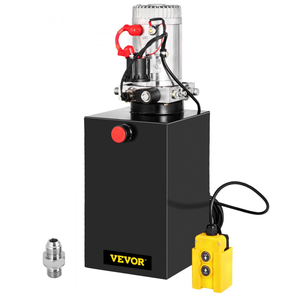 VEVOR Single Acting Hydraulic Pump 12V DC Hydraulic Power Unit 3.75 Gallon Dump Trailer Pump Steel Hydraulic Power Unit (Steel, 15 Quart/Single Acting) - CZYYB15LTXDZY0001V0