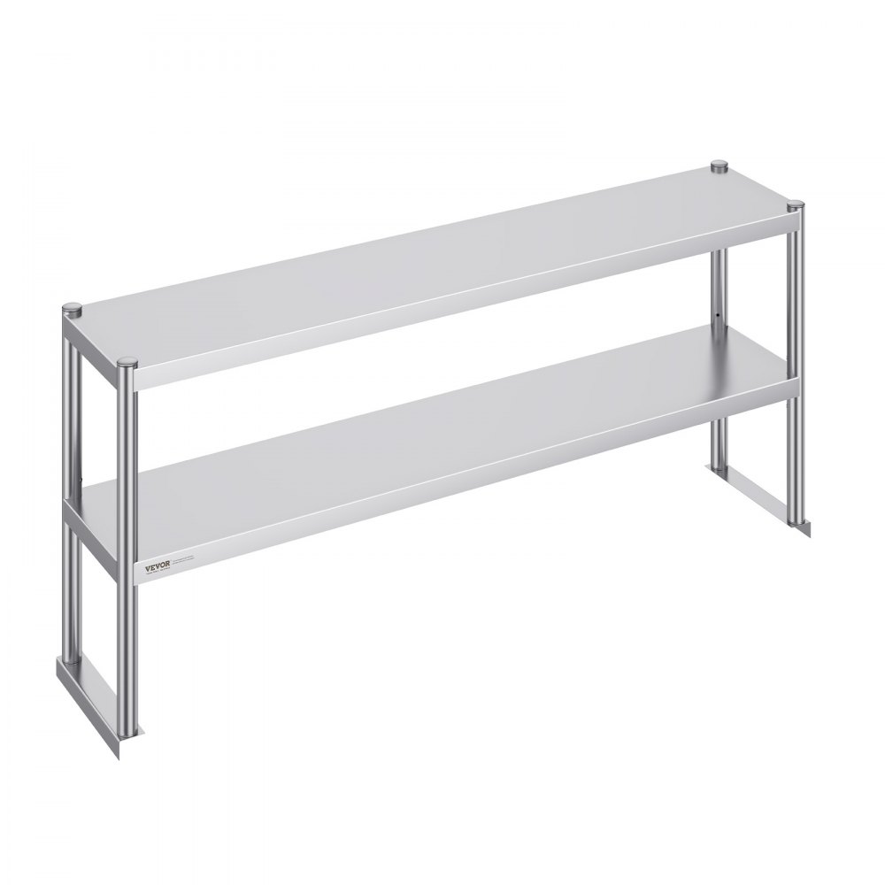 VEVOR Double Overshelf, Double Tier Stainless Steel Overshelf, 12 x 60 Inch Double Deck Overshelf, Height Adjustable Overshelf Prep Work Table for Kitchen, Restaurant and Workshop - CFBXGGZTSCSJ5XMMKV0