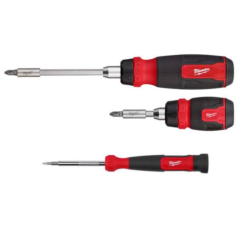 Set de destornillador múltiple Milwaukee 14-en-1 con trinquete,  set de destornillador compacto múltiple de 8-en-1 con trinquete y set de destornillador de precisión múltiple (3 piezas) - 48-22-2905-48-22-2930