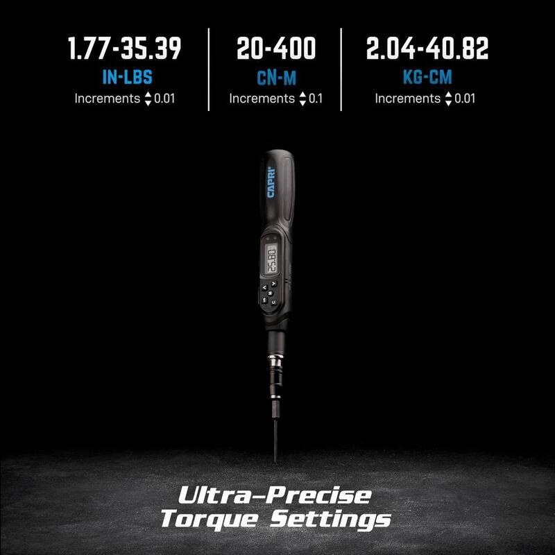 Herramienta de Torque Digital de Dirección Dual Certificada Capri Tools de 1.77 in./lbs a 35.39 in./lbs - 26000