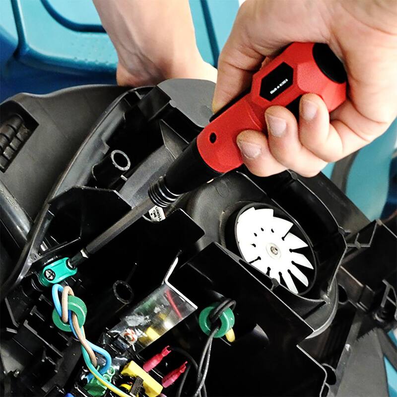 Destornillador eléctrico y manual Hybro Duo USB recargable en rojo con 4 bits - HIV-004R