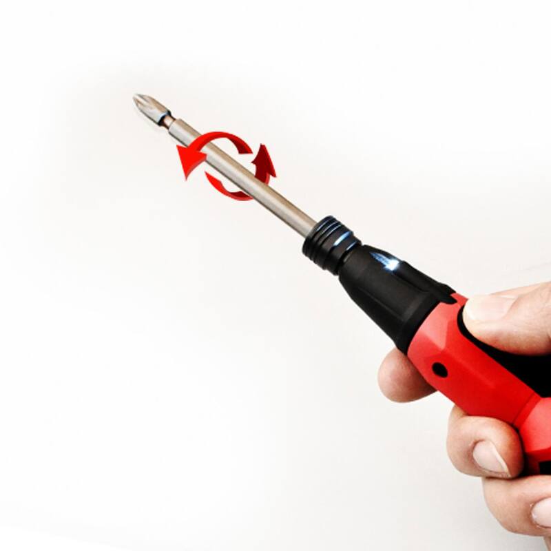 Destornillador eléctrico y manual Hybro Duo USB recargable en rojo con 4 bits - HIV-004R