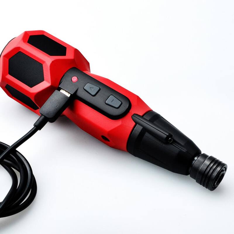 Destornillador eléctrico y manual Hybro Duo USB recargable en rojo con 4 bits - HIV-004R