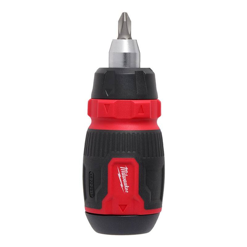 Desarmador compacto de trinquete de múltiples puntas Milwaukee 8 en 1 con cuchillo utilitario plegable FASTBACK 6 en 1 (2 piezas) - 48-22-2913-48-22-1505