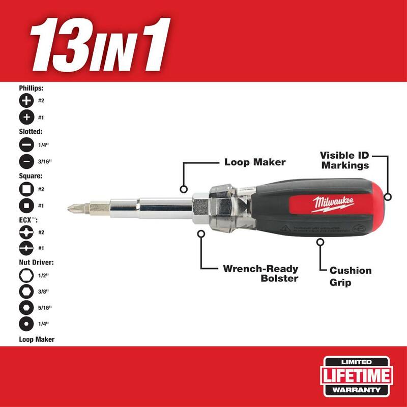 Milwaukee 7-en-1 Desbarbador de Conductos con Destornillador de Combinación de Multipuntas y Destornillador de Agarre Acolchonado de 13-en-1 - 48-22-2870-48-22-2880