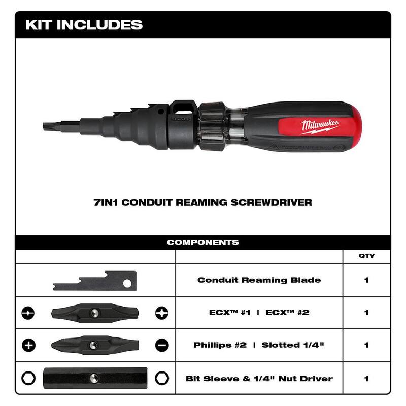 Milwaukee 7-en-1 Desbarbador de Conductos con Destornillador de Combinación de Multipuntas y Destornillador de Agarre Acolchonado de 13-en-1 - 48-22-2870-48-22-2880