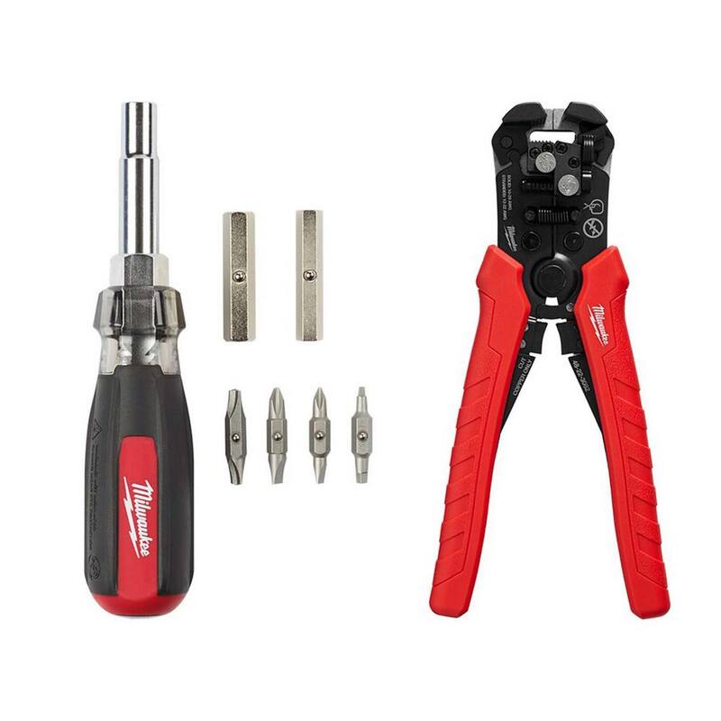 Destornillador Milwaukee de 13 en 1 con agarre acolchonado, pelacables y cortador automático de alambre (paquete de 2) - 48-22-2880-48-22-3082
