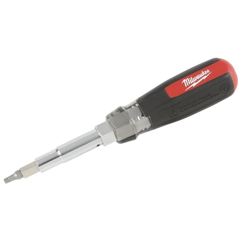 Milwaukee Destornillador con Punta Múltiple de 13 en 1 con Grip Acolchonado y Puntas Schrader (Paquete de 2) - 48-22-2881-48-22-2881.