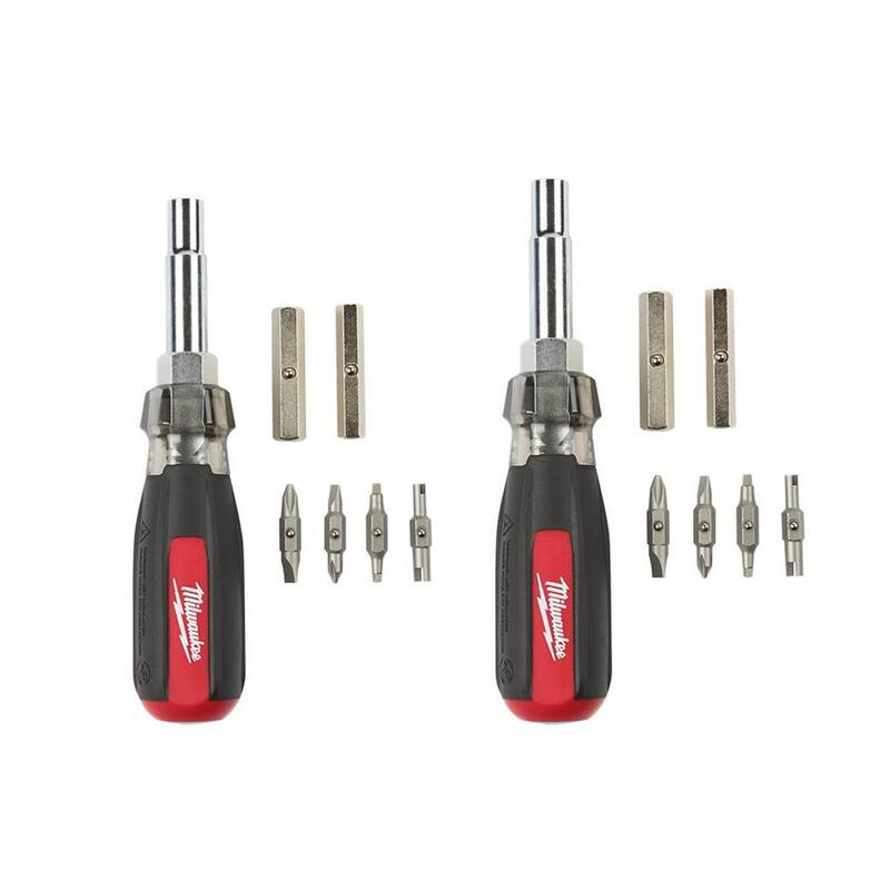 Milwaukee Destornillador con Punta Múltiple de 13 en 1 con Grip Acolchonado y Puntas Schrader (Paquete de 2) - 48-22-2881-48-22-2881.