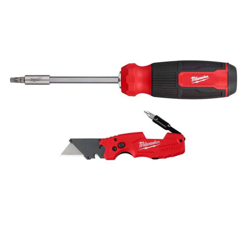 Destornillador múltiple de Torx de 14 en 1 de Milwaukee con cuchillas de utilidad plegables de 6 en 1 con hoja de propósito general (2 piezas) - 48-22-2907-48-22-1505