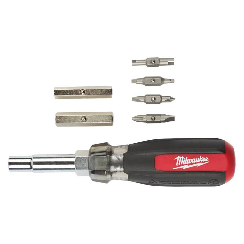 Desarmador Milwaukee 13 en 1 con Mango Acolchonado y Pelador/Cortador de Cable Grip de 12-16 AWG (2 Piezas) - 48-22-2880-48-22-3081