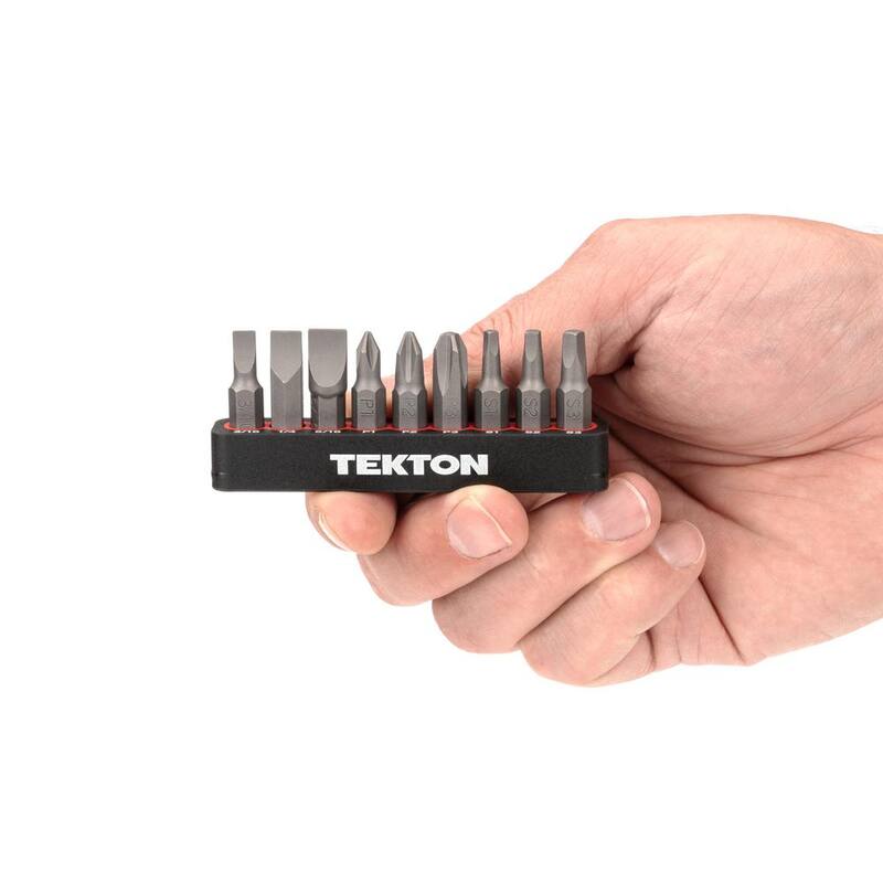 TEKTON Juego de puntas de destornillador Phillips, Ranurado y Cuadrado de 1/4 de pulgada con riel (#1 a #3, 3/16 a 5/16 pulgadas S1-S3) - DZZ93001