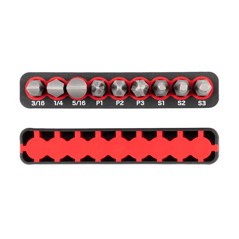 TEKTON Juego de puntas de destornillador Phillips, Ranurado y Cuadrado de 1/4 de pulgada con riel (#1 a #3, 3/16 a 5/16 pulgadas S1-S3) - DZZ93001