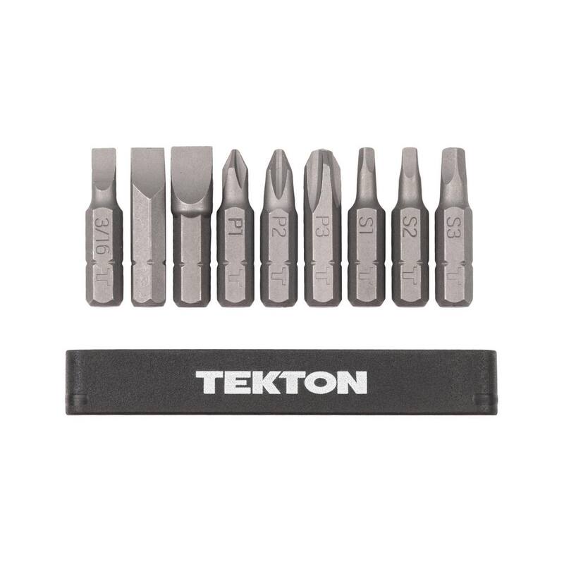 TEKTON Juego de puntas de destornillador Phillips, Ranurado y Cuadrado de 1/4 de pulgada con riel (#1 a #3, 3/16 a 5/16 pulgadas S1-S3) - DZZ93001