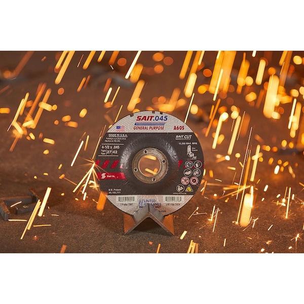 United Abrasives/Sait - Rueda de centro deprimido T27 A60S 7" x .045" x 7/8" de óxido de aluminio de 60 granos - 22053