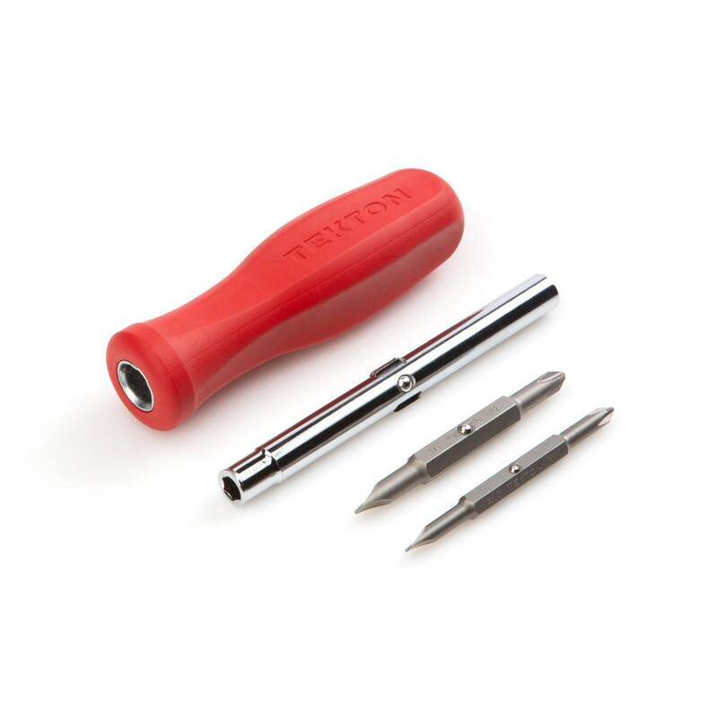 Destornillador Phillips/Slotted 6-en-1 TEKTON (#1 x 3/16 pulg., #2 x 1/4 pulg., Rojo) - DMS18010