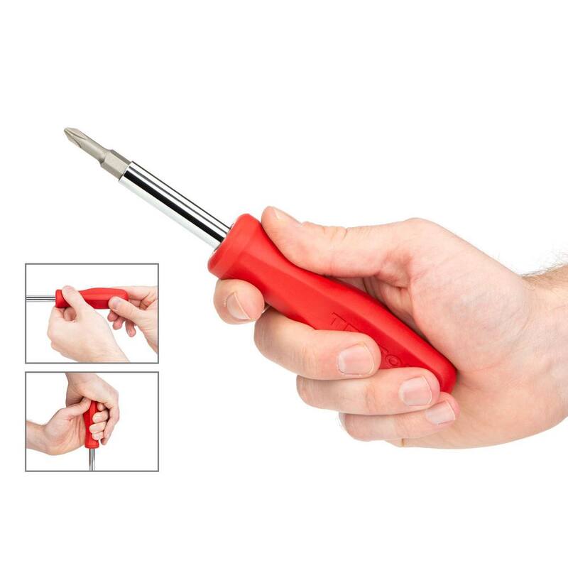 Destornillador Phillips/Slotted 6-en-1 TEKTON (#1 x 3/16 pulg., #2 x 1/4 pulg., Rojo) - DMS18010