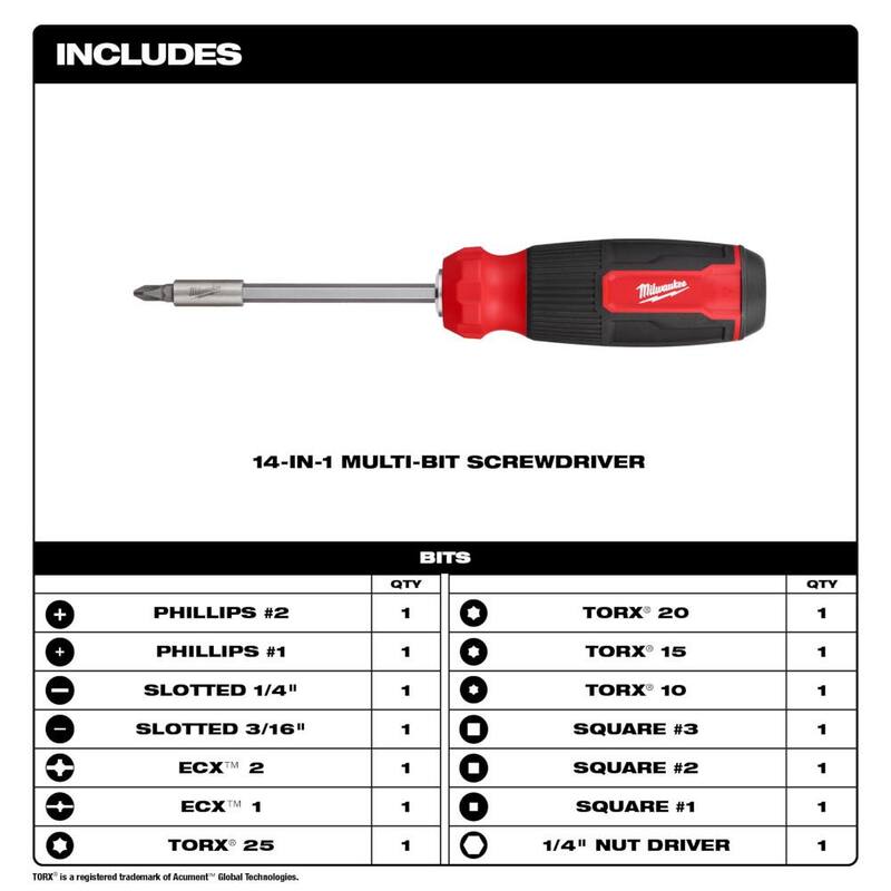 Desarmador multipuntas Milwaukee 14-en-1 con navajas de utilidad plegables FASTBACK 6-en-1 con navaja de propósito general (2 piezas) - 48-22-2900-48-22-1505