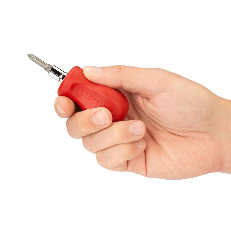 TEKTON Destornillador Phillips/Slotted 3 en 1 Stub (número 1 x 3/16 pulgadas, rojo) - DMT17001