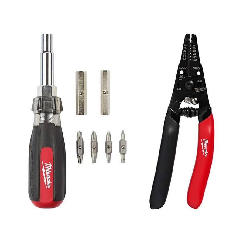 Desarmador multiuso de 13 en 1 con mango acolchonado y cortador de alambre con revestimiento de baja tensión de 20-32 AWG (2 piezas) - 48-22-2880-48-22-3080 de Milwaukee