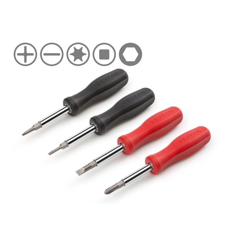 Set de destornilladores 6 en 1 TEKTON (4 piezas) (Phillips, Ranurado, Torx, Cuadrado) - DMS91002