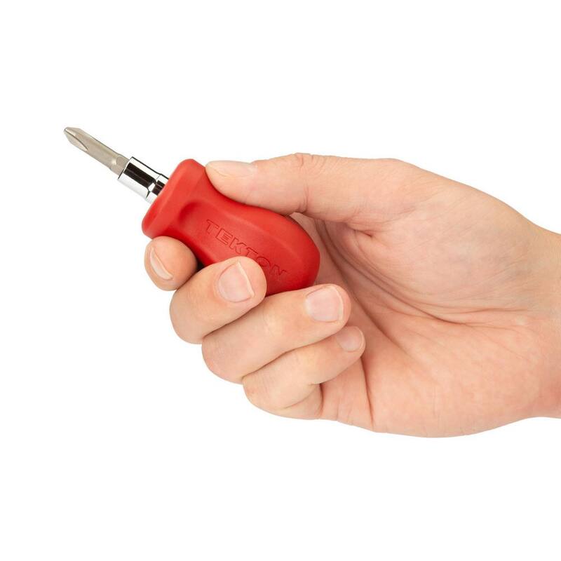 Destornillador TEKTON 3-en-1 Phillips/Ranurado Stubby (#2 x 1/4 pulg., Rojo) - DMT17002