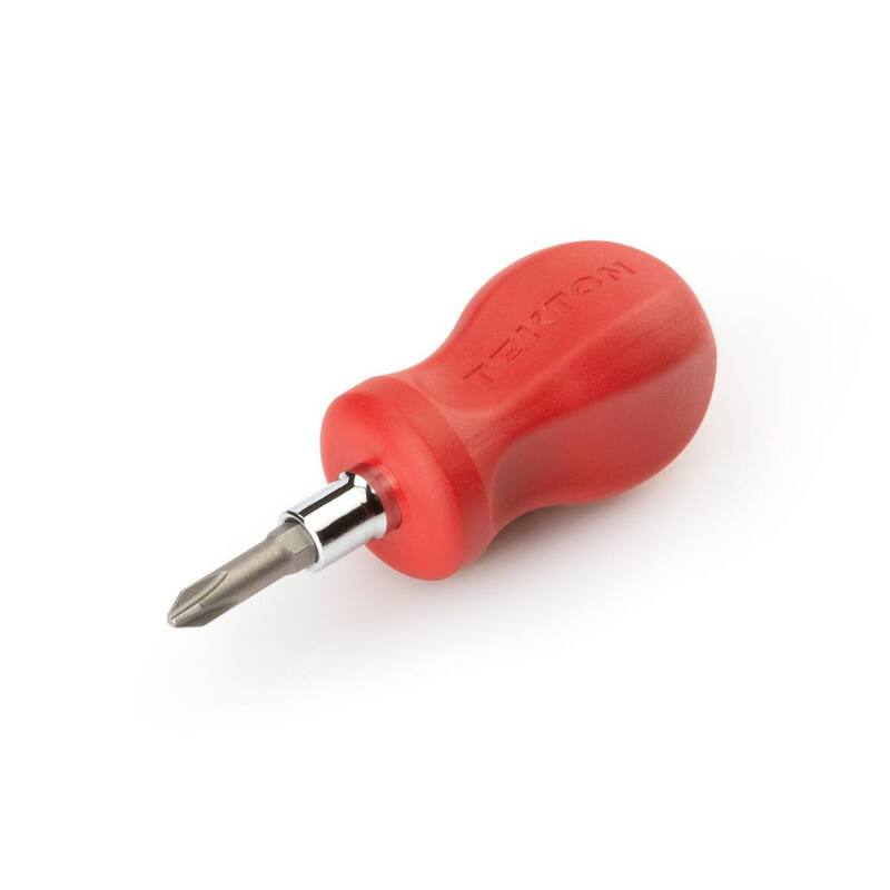 Destornillador TEKTON 3-en-1 Phillips/Ranurado Stubby (#2 x 1/4 pulg., Rojo) - DMT17002