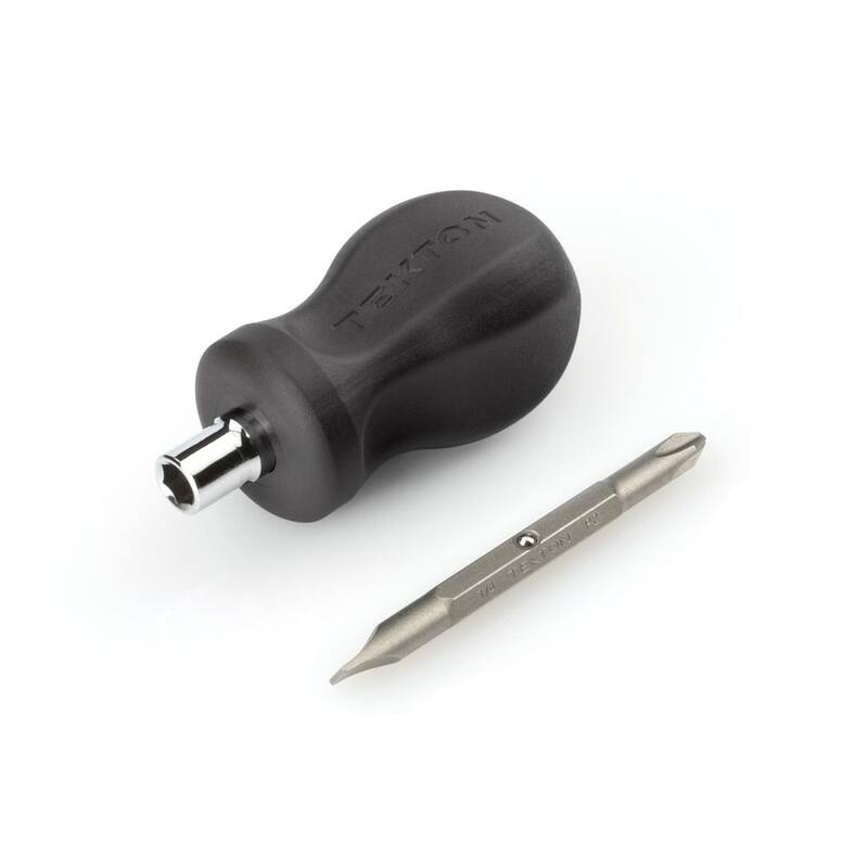 Destornillador TEKTON 3 en 1 Stubby Phillips/Slotted (#2 x 1/4 pulg., Negro) - DMT13002