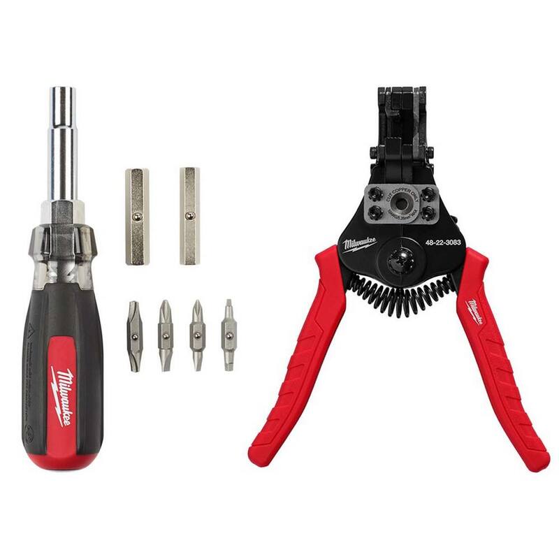 Desarmador Milwaukee 13 en 1 con agarre acolchonado, pelacables automático y cortador (2 piezas) - 48-22-2880-48-22-3083
