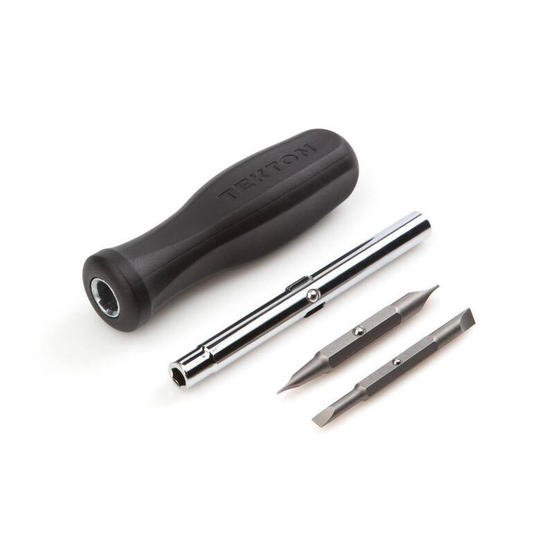 Desarmador de punta plana 6 en 1 TEKTON (3/16 pulg. x 1/4 pulg., 1/8 pulg. x 5/16 pulg., negro) - DMS14008