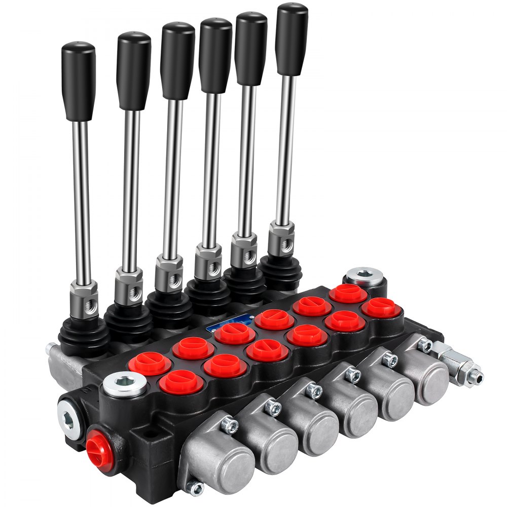 VEVOR Hydraulic Directional Control Valve, 6 Spool Hydraulic Spool Valve, 11 GPM Hydraulic Loader Valve, 3600 PSI Directional Control Valve, Hydraulic Valves And Controls For Tractors Loaders Tanks - KZFFXYC611GPMFJ1GV0