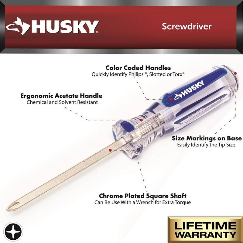 Desarmador Phillips estándar de eje cuadrado de 2 x 4 pulgadas de Husky - H2X4PHSD