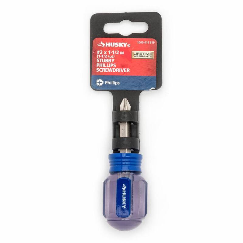 Destornillador Phillips corto de eje cuadrado Husky #2 x 1-1/2 pulgadas - H2X121SPHSD