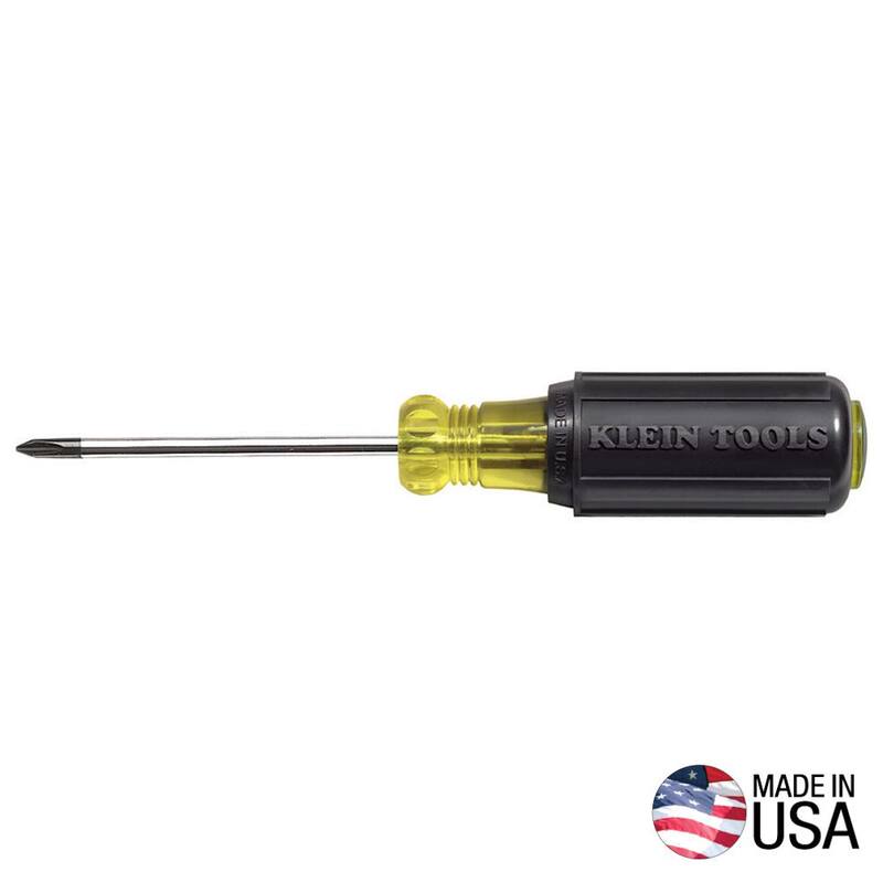 Destornillador Phillips #1 de Klein Tools con vástago redondo de 3 pulgadas - Mango con agarre acolchonado - 603-3