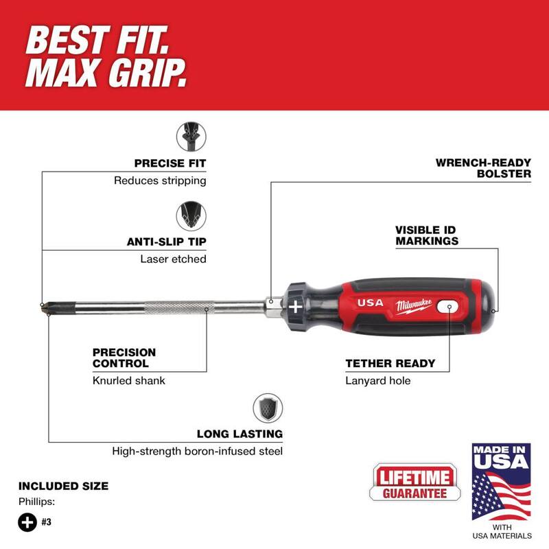 Destornillador Phillips #3 de 6 pulgadas con agarre acolchonado - MT203 de Milwaukee
