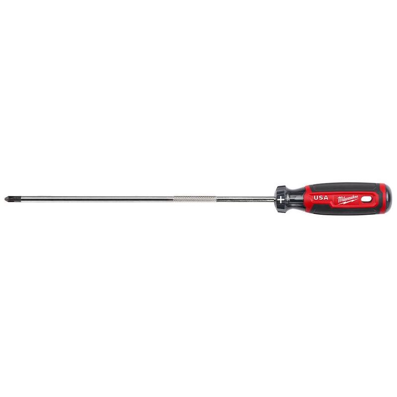 Milwaukee 10 in. Desarmador Phillips #2 con agarre acolchonado junto con 10 in. Desarmador para gabinete de 1/4 in. con agarre acolchonado - MT204-MT214